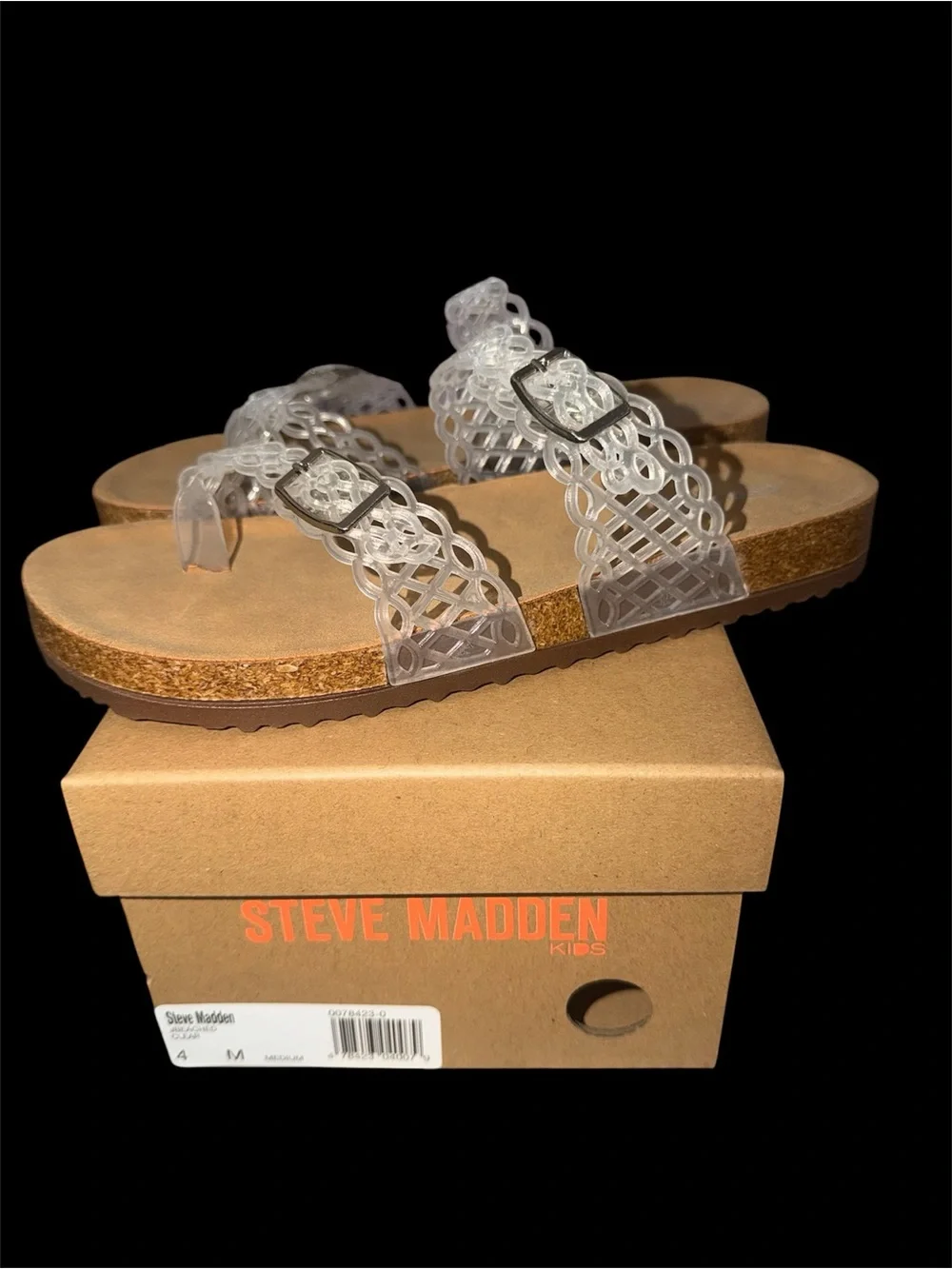 *new* Steve Madden Clear Braided Strap Cork-Style Footbed Sandals